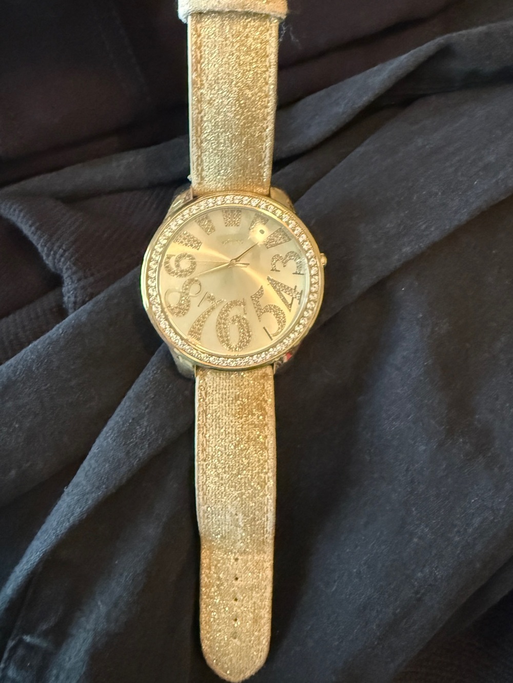 Guess Gold Glitter Women's Watch with Crystal Bezel